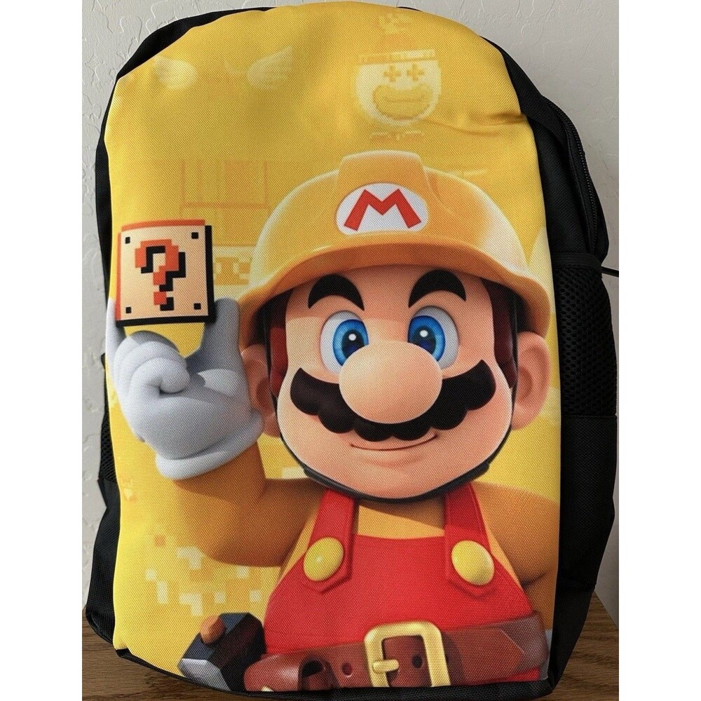 SUPER MARIO BROS Backpack - Large 16”, Yellow, Iconic Mario Design NWOT